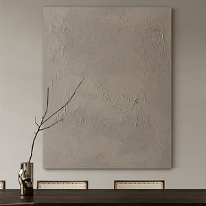 纯手绘油画客厅玄关装饰画侘寂风抽象肌理画纯色极简中古艺术挂画