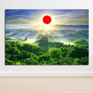 hwlnyh淘宝日出东方自然风景壁画红太阳靠山风水墙贴画旭日东升实木