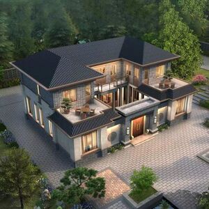 新中式四合院二层农村自建房别墅设计图纸全套施工图