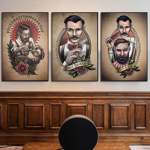 理发店墙面装饰画复古油头男士理发馆挂画美式发廊barbershop海报