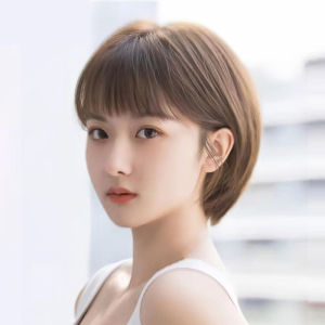 假发女短发自然真发全头套式波波头发型假发套透气整顶真发全头套