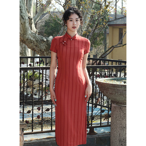 向南飞FLY《景年》日常少女改良新中式红色旗袍文艺复古连衣裙夏