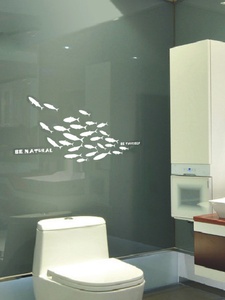 海洋鱼群壁纸自粘 浴室防水贴纸卧室床头客厅背景墙玻璃装饰墙贴