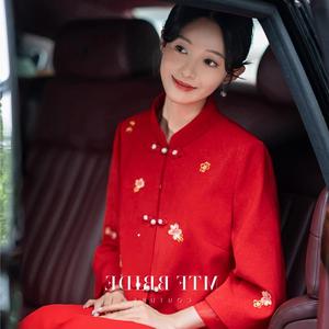 新中式红色国风上衣套装裙改良旗袍高级感敬酒服订婚礼服连衣裙子