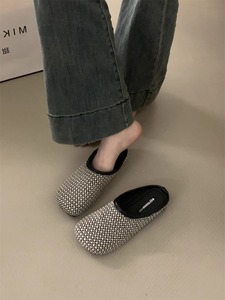 韩版包头半拖鞋女夏外穿2024新款懒人一脚蹬凉拖孕妇平底半托单鞋