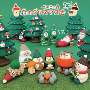 日式zakka圣诞森林舞会猫咪圣诞老人雪人圣诞节桌面装饰摆件礼物