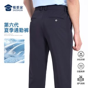 蜀黍家六代夏季通勤裤男2024年新款凉感休闲商务直筒西裤垂感长裤