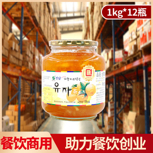 韩国全南蜂蜜柚子茶冲水百香果柠檬冲饮罐装咖啡奶茶店商用整箱