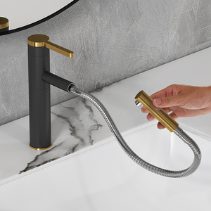 duravit杜拉维特德国时尚抽拉式面盆龙头黑金白银色水龙头冷热全