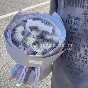 卡普里灰紫玫瑰花束香皂花创意实用生日礼物送女友闺蜜老婆毕业季