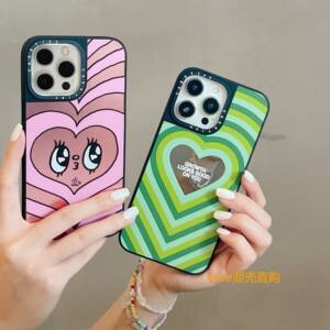 caseti磁吸镜面乔欣同款绿色爱心15pro适用iphone14promax苹果13pro网