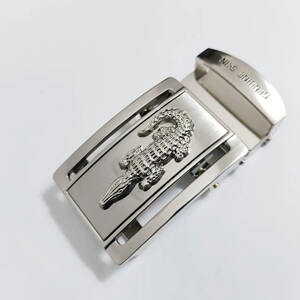 原装进口泰国鳄鱼皮带扣头42无卡槽无孔无牙自动扣头裤带38卡扣40