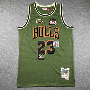 公牛队球衣军绿篮球服 bulls #23 army green basketball jersey