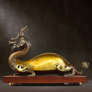 铜龙龟摆件招财镇宅风水物件长寿龟老人贺寿祝寿礼品龙头龟工艺品