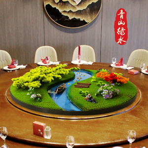 酒店餐桌转盘中间摆花餐厅中式转盘景观餐桌中间摆件圆桌装饰桌花