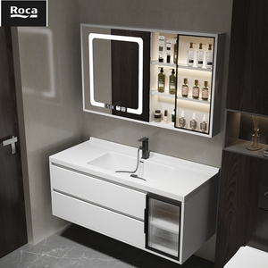 乐家卫浴现代简约陶瓷一体盆浴室柜实木洗脸洗手台盆组合洗漱台卫