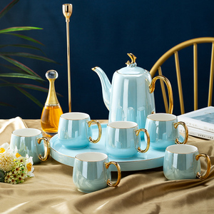 轻奢景德镇奢华描金水具套装下午茶待客家用陶瓷茶壶茶杯组合
