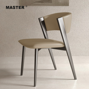 意式轻奢餐椅设计师样板房梳妆台半弧靠背椅现代简约家用餐厅椅子