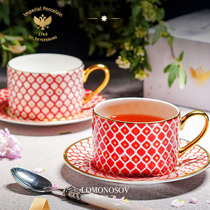 俄罗斯皇家瓷器Lomonosov骨瓷咖啡杯碟STAR欧式奢华茶杯碟子套装