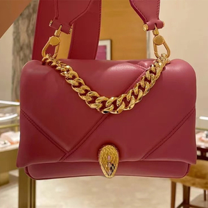 5新]bvlgari/宝格丽女士粉色蛇头包风琴包手提单肩斜挎包0人付款8800.