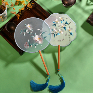 古风刺绣团扇双面中国风复古扇子绣花苏绣汉服旗袍舞蹈走秀跳舞