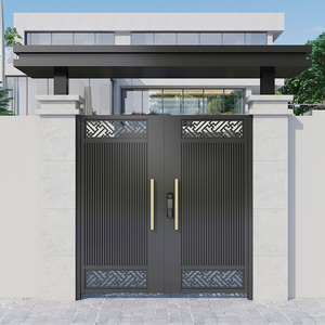 新中式别墅院子门楼铝艺庭院门铁门不锈钢农村大门围墙花园门定制