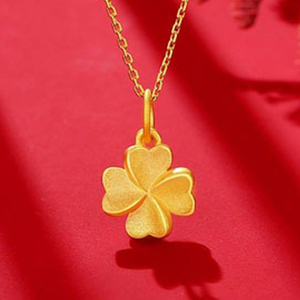 正品黄金项链足金999四叶草吊坠女送女友闺蜜妈妈情人生日礼物
