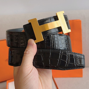 正品代购hermes/爱马仕皮带男士经典h鳄鱼皮商务青年休闲百搭腰带