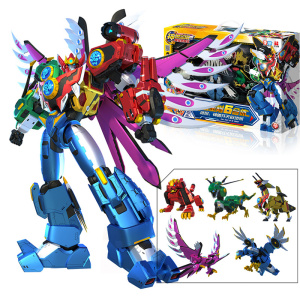 正版神兽金刚4之邦宝历险记6合体儿童变形机器人玩具套装男孩机甲