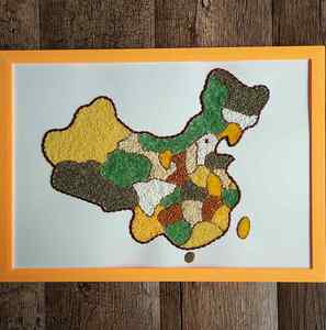 小学生手工五谷杂粮diy黏贴画幼儿园手工材料包8k中国地图半成品