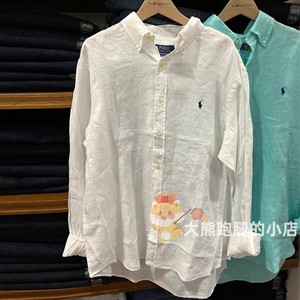 正品代购polo Ralph Lauren/拉夫劳伦亚麻衬衫女小马标长袖衬衣男