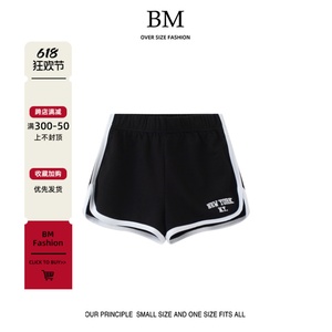 BM Fashion 美式复古休闲百搭运动裤bm短裤高腰显瘦裤子纽约热裤