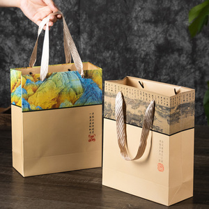 复古中国风通用茶叶礼品袋定制加厚高档手提袋卡纸包装袋纸袋子