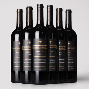 澳大利亚原瓶原装进口2018金袋鼠梅洛干红葡萄酒merlot瓶装750ml