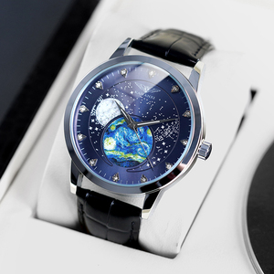 梵高星空男士手表全自动男生纯机械手表男款夜光防水潮流创意腕表
