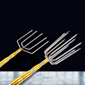 多功能大倒刺不锈钢鱼叉头带灯笼叉泥鳅黄鳝叉插鱼钢叉鱼叉杆超硬