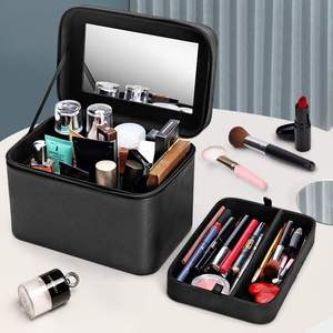化妆箱便携旅行大容量化妆包手提简约带镜子化妆品收纳盒