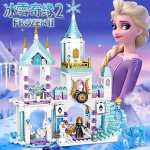 2024新款积木女孩子益智拼装冰雪奇缘公主梦别墅城堡房子系列玩具