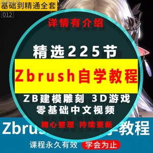 Zbrush教程零基础中文视频ZB建模雕刻3D游戏zbursh模型进阶教学