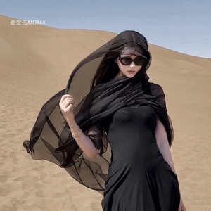埃及迪拜纱巾中东头巾丝巾旅游穿搭头纱海滩度假披肩夏季棉麻围巾