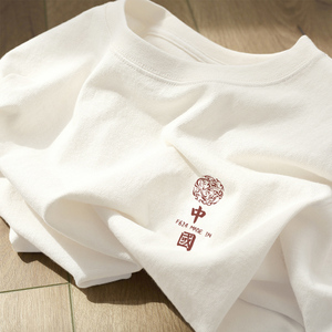 夏季李宁͌联名国潮白色重磅纯棉质感短袖t恤女高级感漂亮上衣服