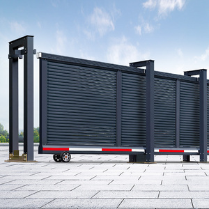 铝合金电动伸缩门遥控工厂门口厂房工地企业学校自动收缩大门无轨