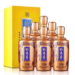 贵州钓鱼台v20国宾酒业53度酱香型白酒纯粮酒500ml*6瓶整箱礼盒装
