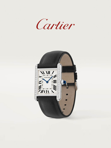 Cartier卡地亚旗舰店Tank Must精钢石英腕表 钻石 磨砂皮表带手表