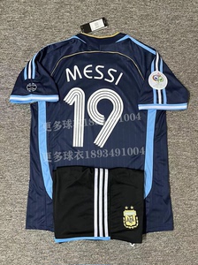 06阿根廷球衣2006世界杯主场19号梅西短袖长袖套装复古经典足球服