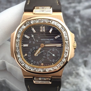 二手名表百达翡丽鹦鹉螺5712r玫瑰金后镶t钻男士自动机械运动表