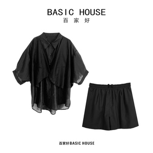 Basic House百家好【一见钟情】2024夏季新款设计感短款时尚套装