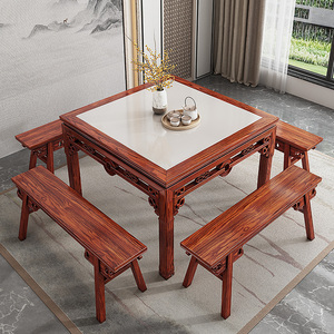 八仙桌实木正方形老式传统农村堂屋中堂榆木餐桌四方桌子家用客厅