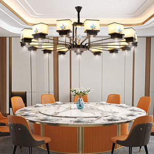 酒店包厢吊灯带射灯湘菜餐馆餐饮雅间新中式圆桌餐厅饭店大包间灯