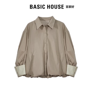 Basic House百家好2024年春季新款设计感翻领气质时尚衬衫女外套Z